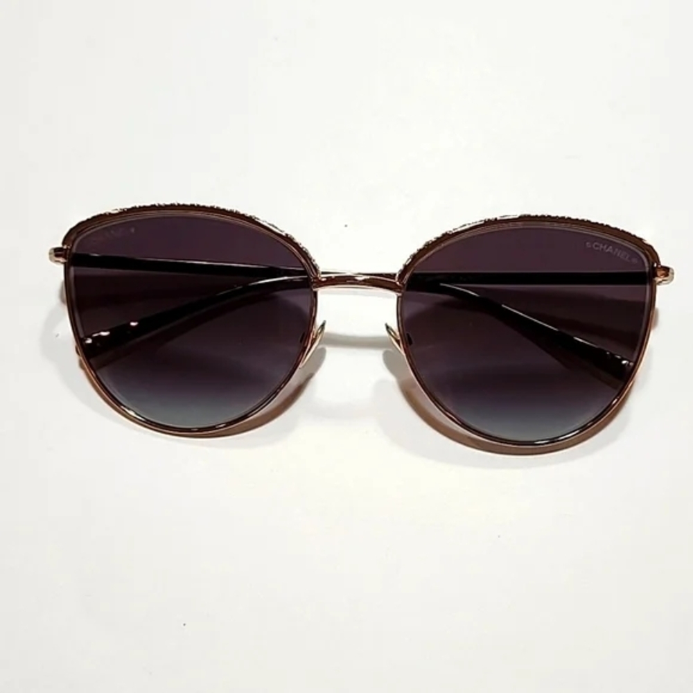 CHANEL Gold and Black Sunglasses - Picture 12 of 14